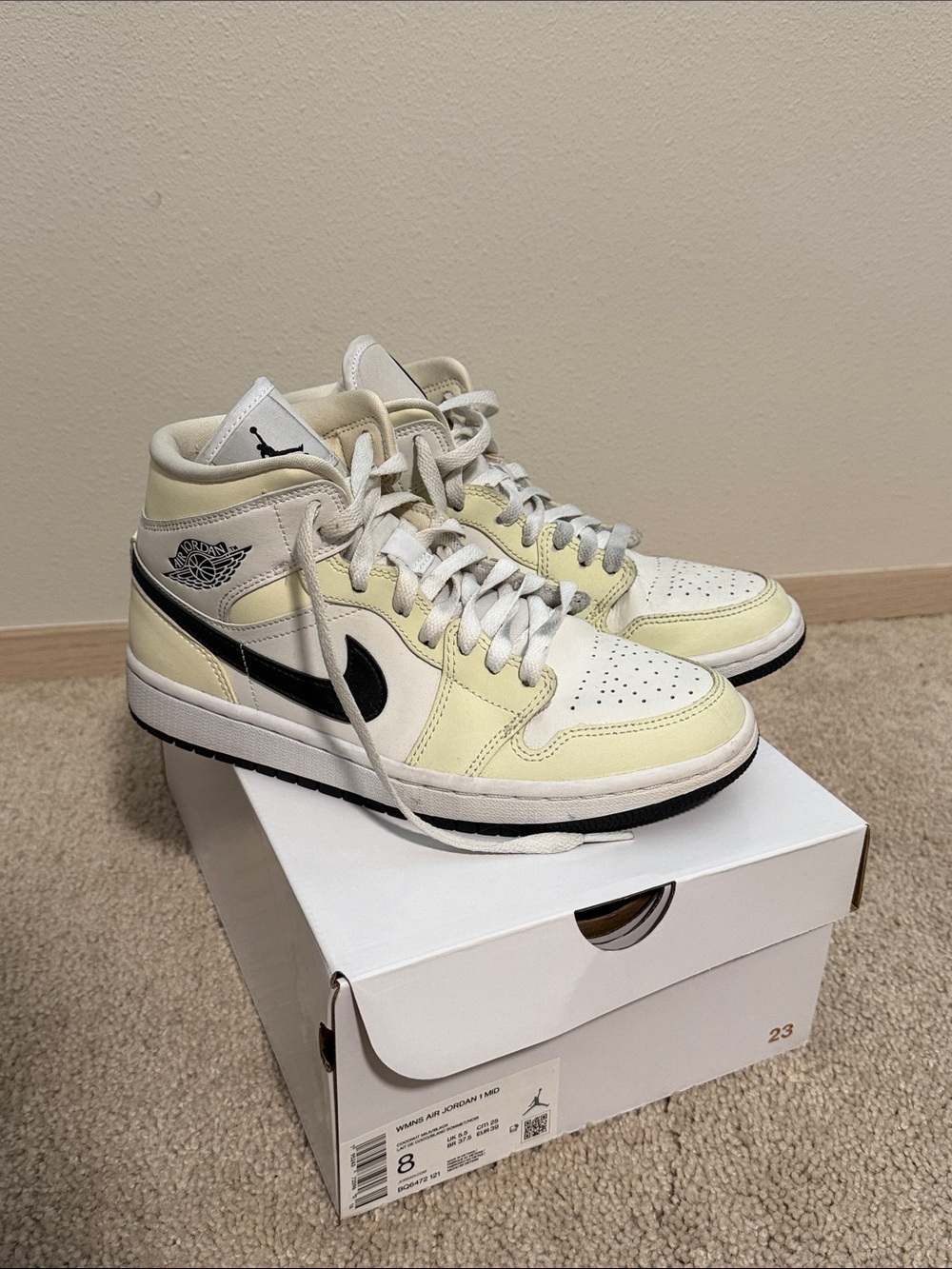 Jordan High-Top Sneakers in Cream and Black